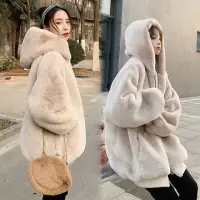 在飛比找momo購物網優惠-【D.studio】韓版寬鬆加厚連帽毛毛外套(連帽外套 女裝