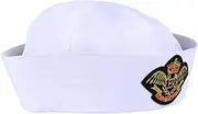 [WRITWAA] 1pc Stage Show Props Cuffed White Navy Sailor Hat Captain Dress up Hat Pontoon Boat Accessories Fun Cosplay Captain Hat Man Hat Sailor Costume Hat Girl Admiral Cap Fabric