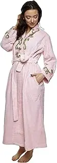 [HOC House of Chenille] HOC Women's Vine Embroidered Shawl Collar Chenille Robe