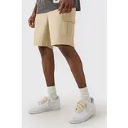 Mens Stone Tall Elasticated Waist Slim Fit Cargo Shorts