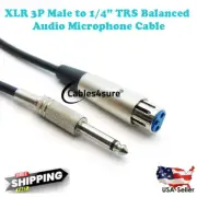 XLR 3P Female to 1/4" Balanced Audio Premium Microphone Cable 3Ft - 100Ft