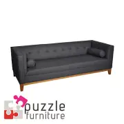 Calvin 3 seater in Onyx Grey Fabric Lowline Contemporary Sofa