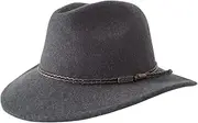 [Jacaru] 1847 Unisex Australian Wool Outback Crushable Travel Fedora Hat, Dark Grey, Xx-Large