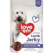 Love Em Grain Free Lamb Jerky w/ Rosemary Dog Treats 200g