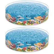Intex Kiddie Pools 8' x 8' Instant Swimming Pool Deep Sea Blue Multicolor 2 Pack
