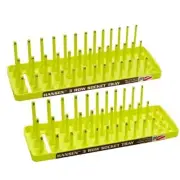 Hansen 1/4" Socket Organizer Tray Holder Set 3 Row Metric SAE Shallow Deep YW