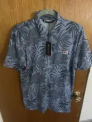 travis mathew Hawaiian Golf Shirt Polo Red Letter Day Peru USA Flag Performance
