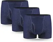 Men's Incontinence Underwear 3PCS Incontinence Boxer Briefs Premium 4 Layer Absorption Protection Washable Incontinence Underwear for Men with Front and Rear Absorbent Area Urinary Boxer Brief