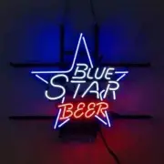 Blue Star Beer Neon Sign 20"x16" Light Lamp Bar Gift Garage Club Gift Decor ZM