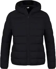 [Chrisuno] Women's Plus Size Lightweight Puffer Jacket Packable Winter Warm Quilted Bubble Coat Waterproof Windproof Hooded