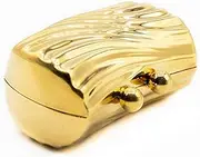 Gold Wave Pattern Purse Shaped Pocket Purse Portable Travel Pill Box & Medicine Organizer (1 Large Compartment)