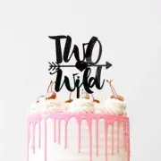 Acrylic Black 'Two Wild' with Arrow Birthday Cake Topper