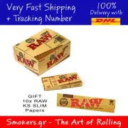 20x RAW Pre-Rolled Natural Unrefined Filter Tips Full Box + GIFT 10 RAW KS Paper