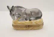 New French Limoges Trinket Box Amazing Detailed Donkey Animal