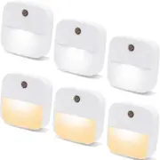6 Pack Night Light Plug in, LED Nightlights Smart Dusk to Dawn Sensor, warm