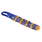 Lengthen Basketball Mesh Net Bag Carry Bag Ball Carrier, Blue Yellow