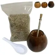 4 Pc Argentina Yerba Mate Tea Gourd Cup Straw Leaf Kit