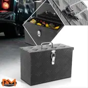 16"x7.5"x10.2" Diamond Tread Aluminum Truck Tool Box Storage w/Latch Hole Black