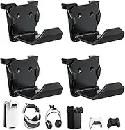 KUNSLUCK 4 Pack Controller Wall Mount for PS5, Xbox, Switch Controller, Wall Mount for Controller and Headset, Glue/Screws Installation (Black)