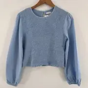 NWT Urban Outfitters Luca Cropped Smocked Peasant Top Long Sleeve Womens Large