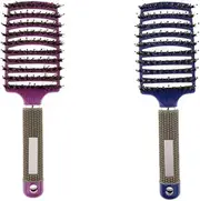 MagiDeal 2 Pieces Soft Bristle Hair Brush - Curved, Vented Detangling Hair Brush for Women Long, Thick, Thin, Curly & Tangled Hair