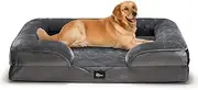 [Petzly] Dog Bed with Sides, Orthopedic Dog Sofa Bed for Extra Large Dogs, Ultra Cozy Pet Bed with Egg-Crate Foam, Removable Washable Cover, Grey, XL(106x81x18cm)