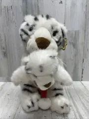 KUDDLE ME TOYS Christmas Holiday Plush 13’’ White Tiger W/Baby In X’Mas Hat