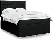 Generic Box Spring Bed with Mattress Black Double Fabric,3294863