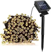 Lamker 5 m 50 LEDs Fairy Lights Solar Outdoor Warm White LED Fairy Lights Waterproof Green Cable 8 Modes Dimmable Solar Fairy Lights Lighting Decoration for Garden Patio Balcony Gate Yard Wedding