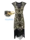 SN-E4-4 Deluxe Ladies 1920s Roaring 20s Flapper Gatsby Costume Black Gold