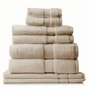 8pc Royal Comfort Zero Twist Soft Absorbent Quick Dry Cotton Towel Set Beige