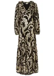 Bytimo Floral-brocade Georgette Maxi Dress - Black - S (UK8-10 / S) S (UK8-10 / S)