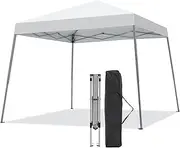 [Oneofics] Canopy Tent, 10X10 FT Pop Up Canopy Outdoor Instant Tent Slant Legs with Carrying Bag, Portable Gazebo Shelter for Patio Deck Garden and Beach - 8X8 FT Canopy Cover (White)