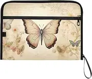 YMXFXP Vintage Book Butterfly Expandable Filing Folder, 13-Pocket Funny Cute Design with Sticky Labels, A4 Letter Size Document Organizer for Office, School, Boys, Girls