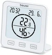 Beurer HM 22 Digital Hygrometer Thermometer, Indoor Climate Control, Temperature and Relative Humidity, with Timer and Beep, Room Humidity Monitor