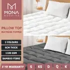 Mona Bedding Mattress Topper 1100GSM Bamboo Microfibre Pillowtop Cover All Size