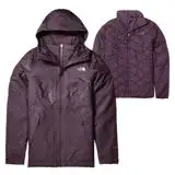 【The North Face】女新款 防風防水透氣耐磨連帽兩件式外套.夾克/4NFB-0YK 紫 V