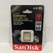 New SanDisk Extreme SDHC UHS-I 16GB Flash Memory Card