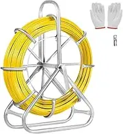 AUSWAY Fish Tape Puller Fibreglass 130mx6mm Wire Cable Running Duct Rodder Electrical Fishtape Pulling Rod NBN Tool Brake Portable Steel Reel Stand Sewer