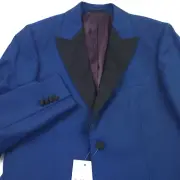$995 Paul Smith Peak Lapel Wool Blue Tux Dinner Jacket Mens Size 38R (Italy 48R)
