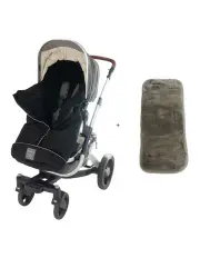 [Naturally Sheepskins] Combi Fleece Footmuff with removable Lambskin Liner in Black/Grey