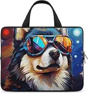Laptop Case Sleeve Shockproof Computer Carrying Bag Dog Wearing Glasses Notebook Case Cover Laptop Bag Water Resistant Computer Cases Tablet Briefcase for Travel Business 12 Inch