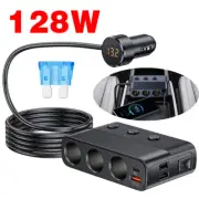 3 Way 12V Car Cigarette Lighter Socket Splitter USB Fast Charger Power Adapter
