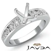 Channel Setting Cushion Semi Mount Diamond Engagement Ring Platinum 950 0.7Ctw