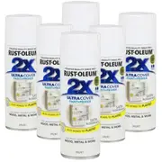 6 Cans - RUST-OLEUM 2X Paint & Primer Spray Paint 340g - 276316 Satin Blossom White