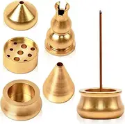 6 Pcs Gold Incense Holder, Small Brass Incense Holder, Incense Holders for Sticks, Insence Holder, Incense Stick Burner, Incense Cone Burner Holder, Small Incense Holder for Indoor Outdoor Use (Gold)