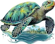 Sea Turtle Stickers – Self-Adhesive Waterproof Wall Decals | Removable Cartoon Turtle Bathroom Decor, Toilet Backdrop Sticker for Living Room, Study, Kitchen, Fun Marine Animal Wall Art