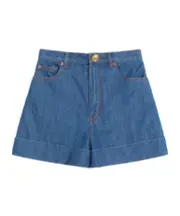 Valentino Logo Patch Denim Shorts 25,26,27,28 medium blue