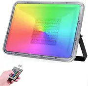 100w Outdoor Rgb Led Floodlight With Remote Control, 16 Colors & 4 Modes, Waterproof Ip67