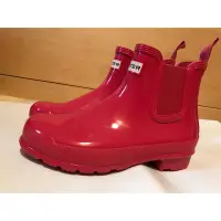 在飛比找蝦皮購物優惠-全新Hunter Chelsea boots 亮面桃紅色短靴